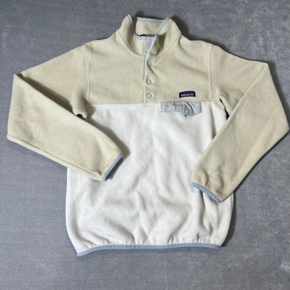 Patagonia Two-Tone Cream & Off-White Snap Pullover Fleece